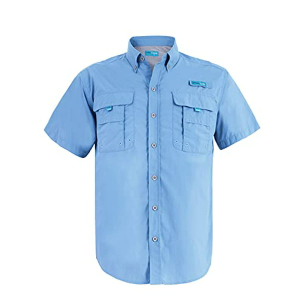 Tuna Mens UV UPF 50 Sun Protection Soild Anti-Static Waterproof Breathable Fast Dry SPF Hiking Fishing Short Sleeve Shirts